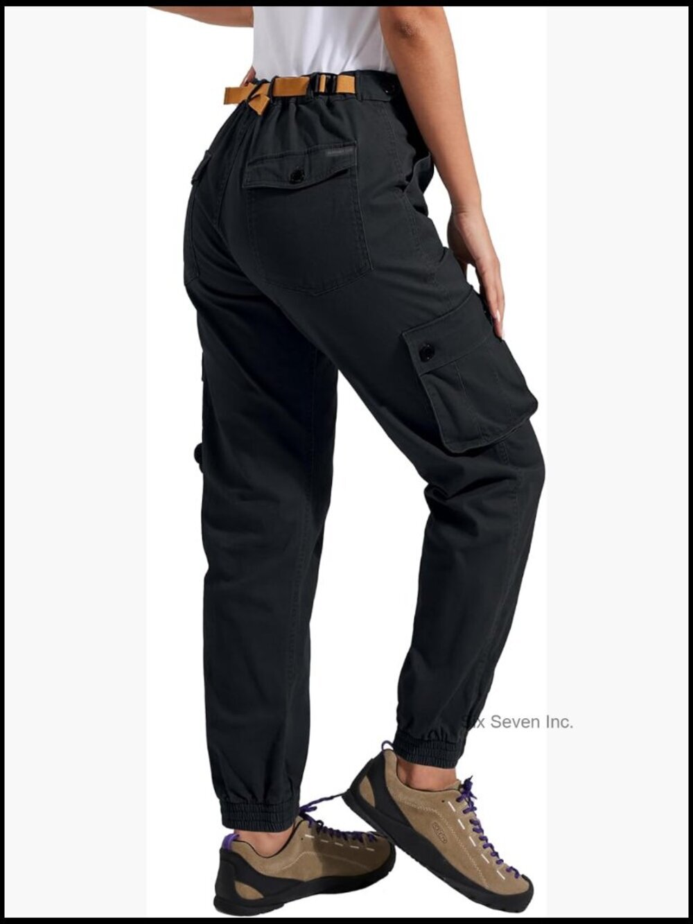 Stretchy High-Rise Cargo Pants with Pockets Climbing Hiking Joggers